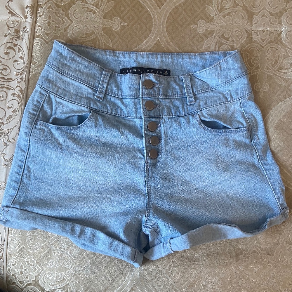Tinseltown Denim Couture High-Waisted Shorts Macys